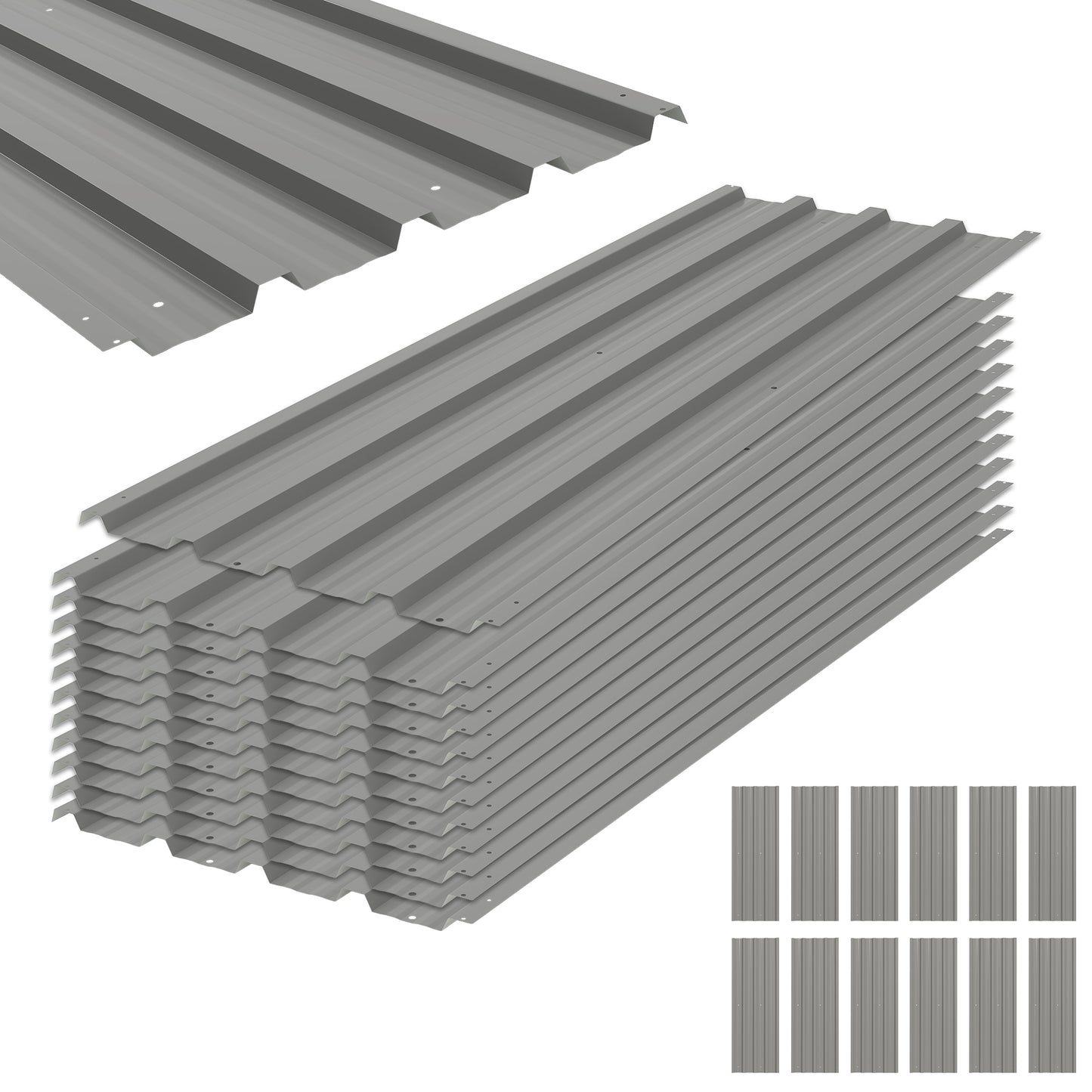 Set of 12 Corrugated Steel Roof Sheet Panels