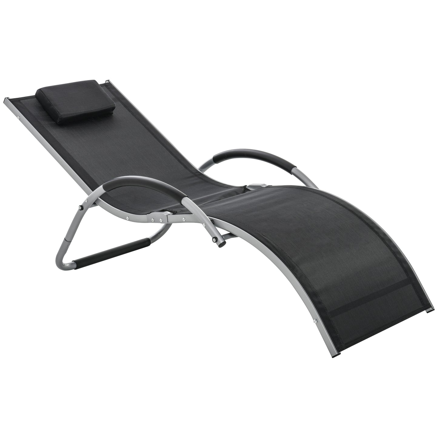 Sun Lounger Reclining Chair Portable Armchair with Pillow