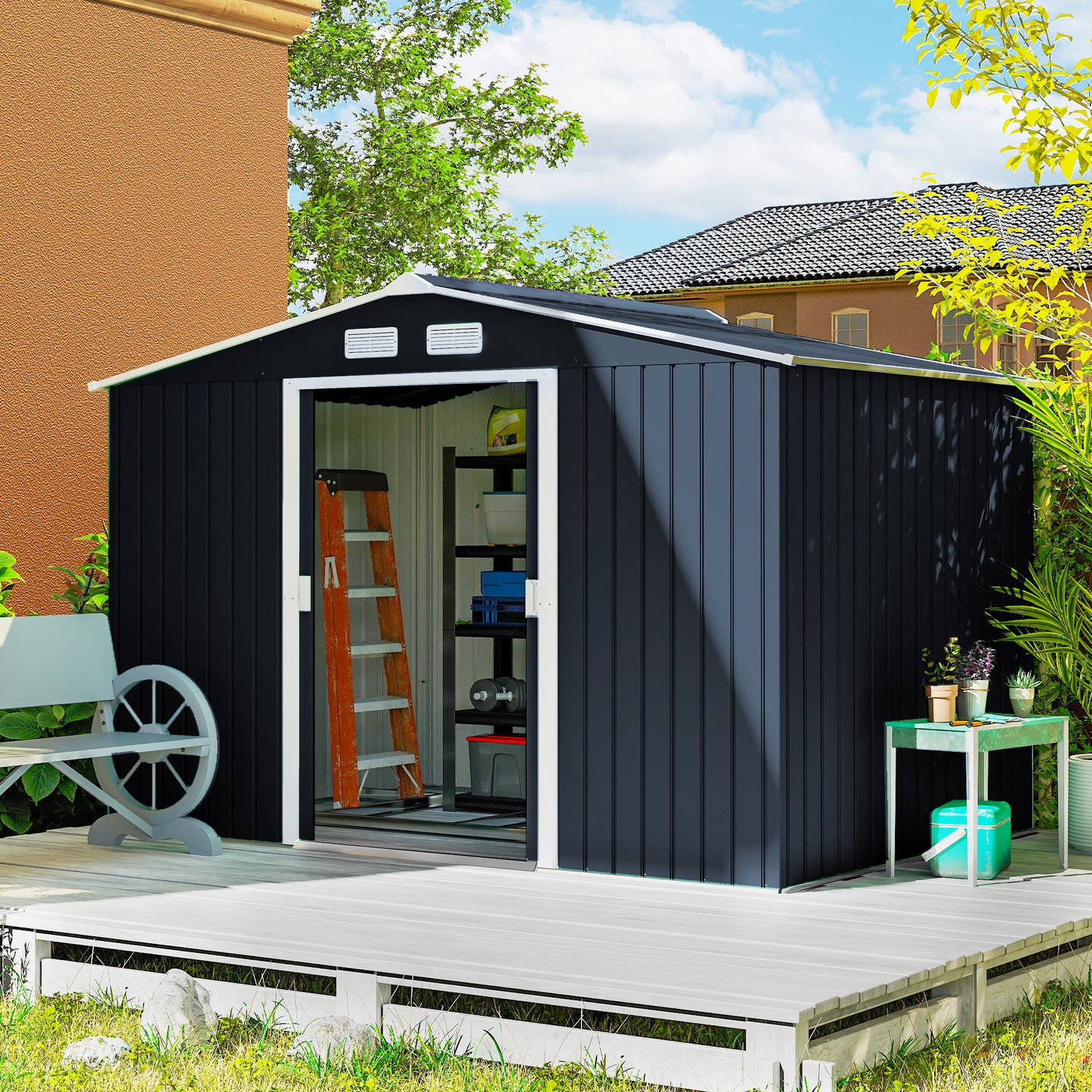 9 x 6ft Metal Bicycle Shed