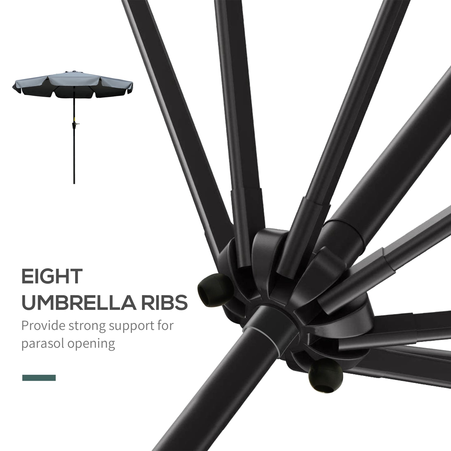 2.7m Patio Parasol Garden Umbrellas Outdoor Sun Shade Table Umbrella