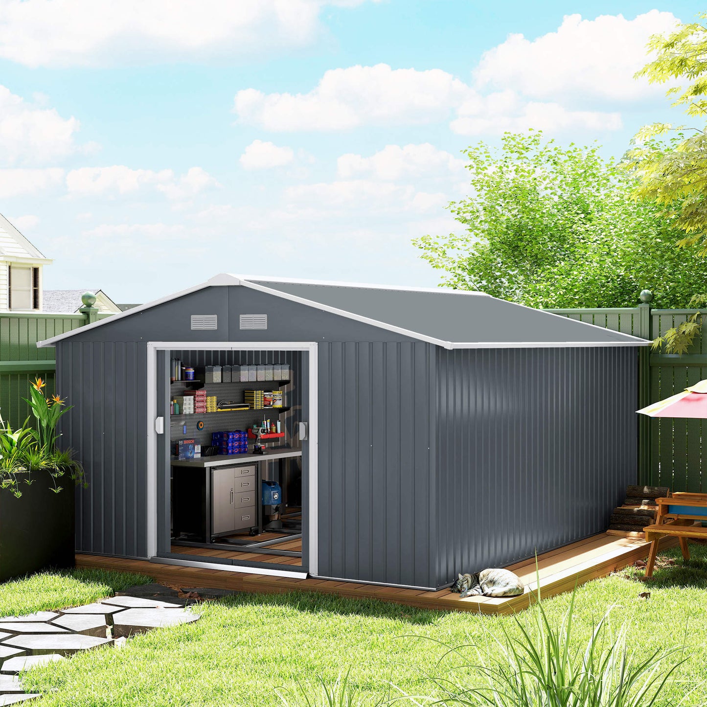13 x 11ft Metal Garden Shed (1)