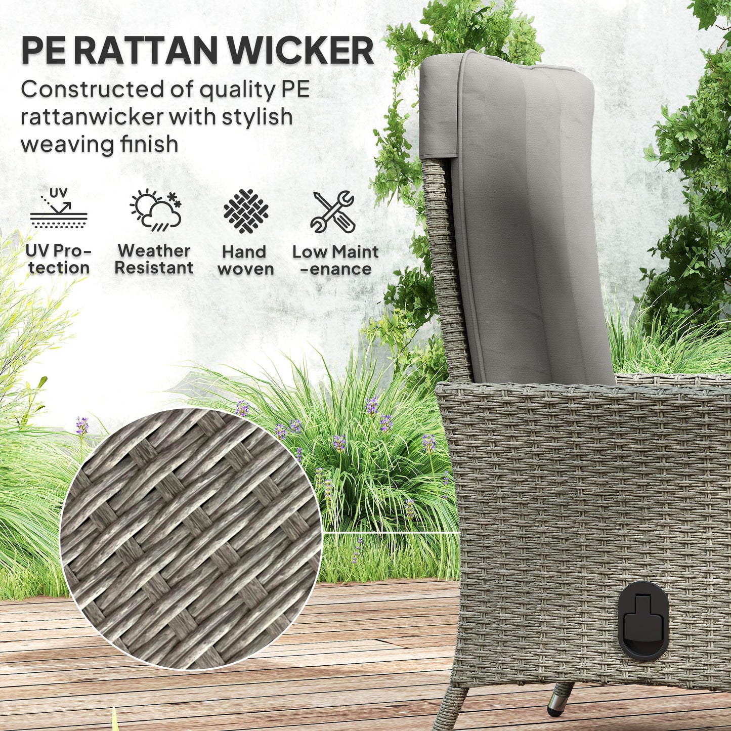 105°-150° Reclining Rattan Chair