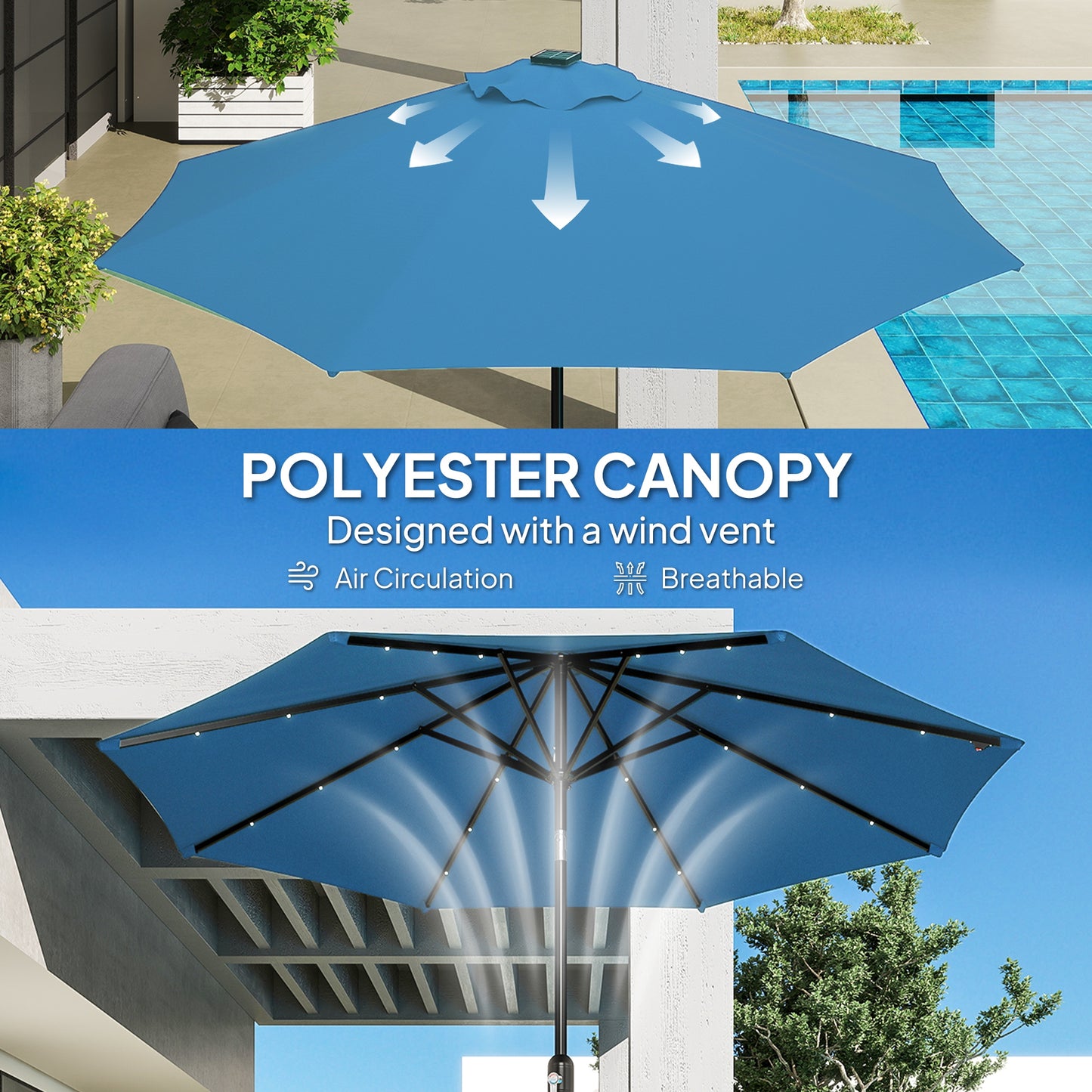 2.7m LED Light Parasol Umbrella