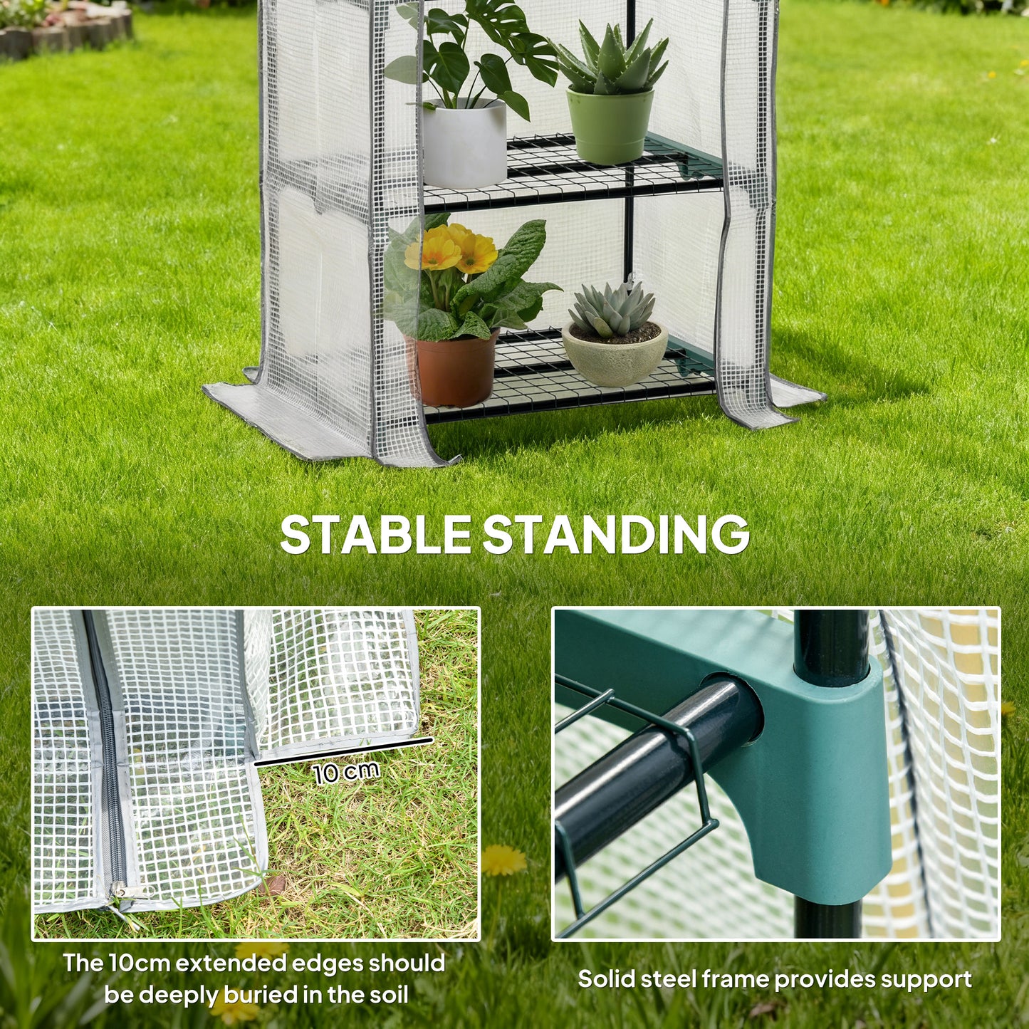 4 Tiers Mini Portable Greenhouse Compact Plant Grow Shed Metal