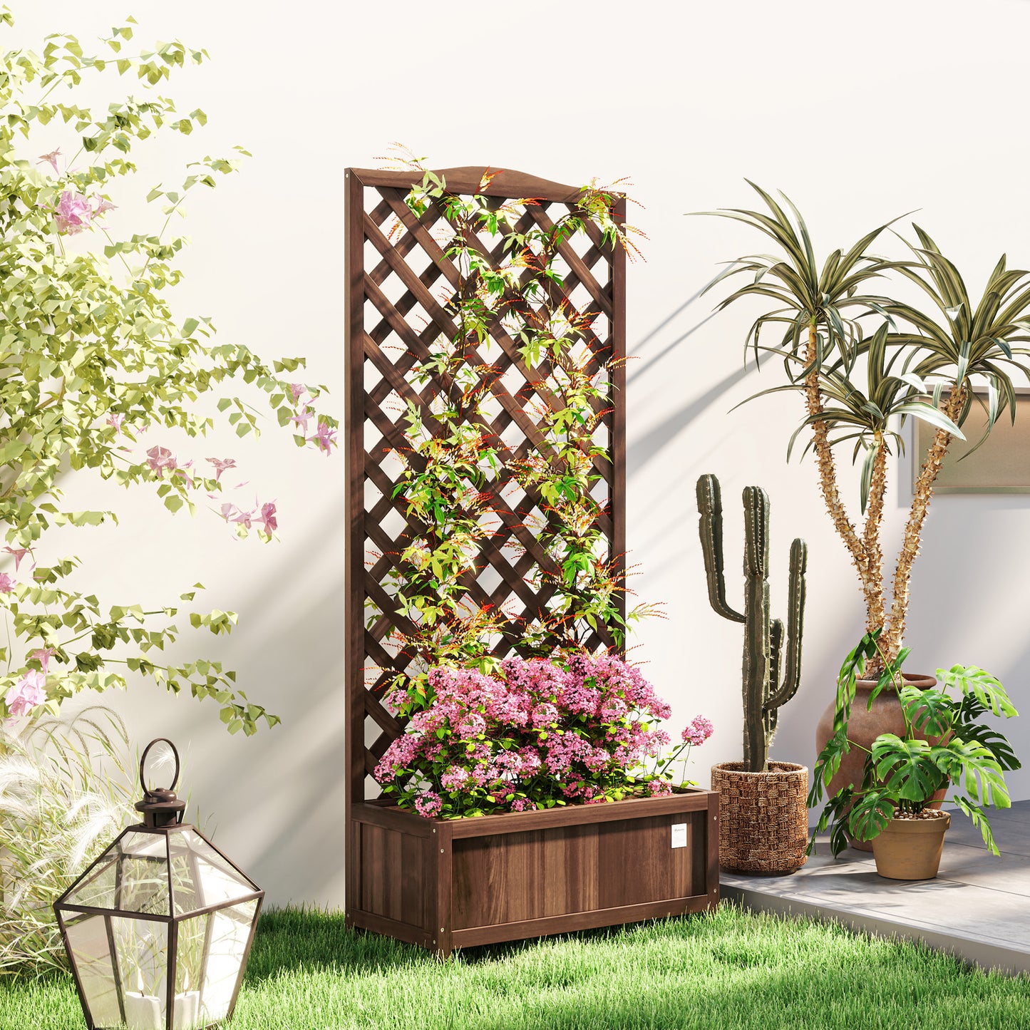 Wooden Planter with Trellis (1)