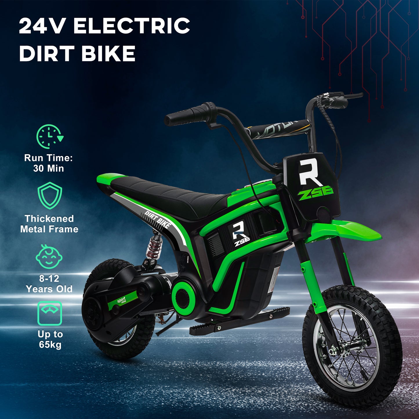 24V Electric Motorbike with Twist Grip Throttle, Music, Horn
