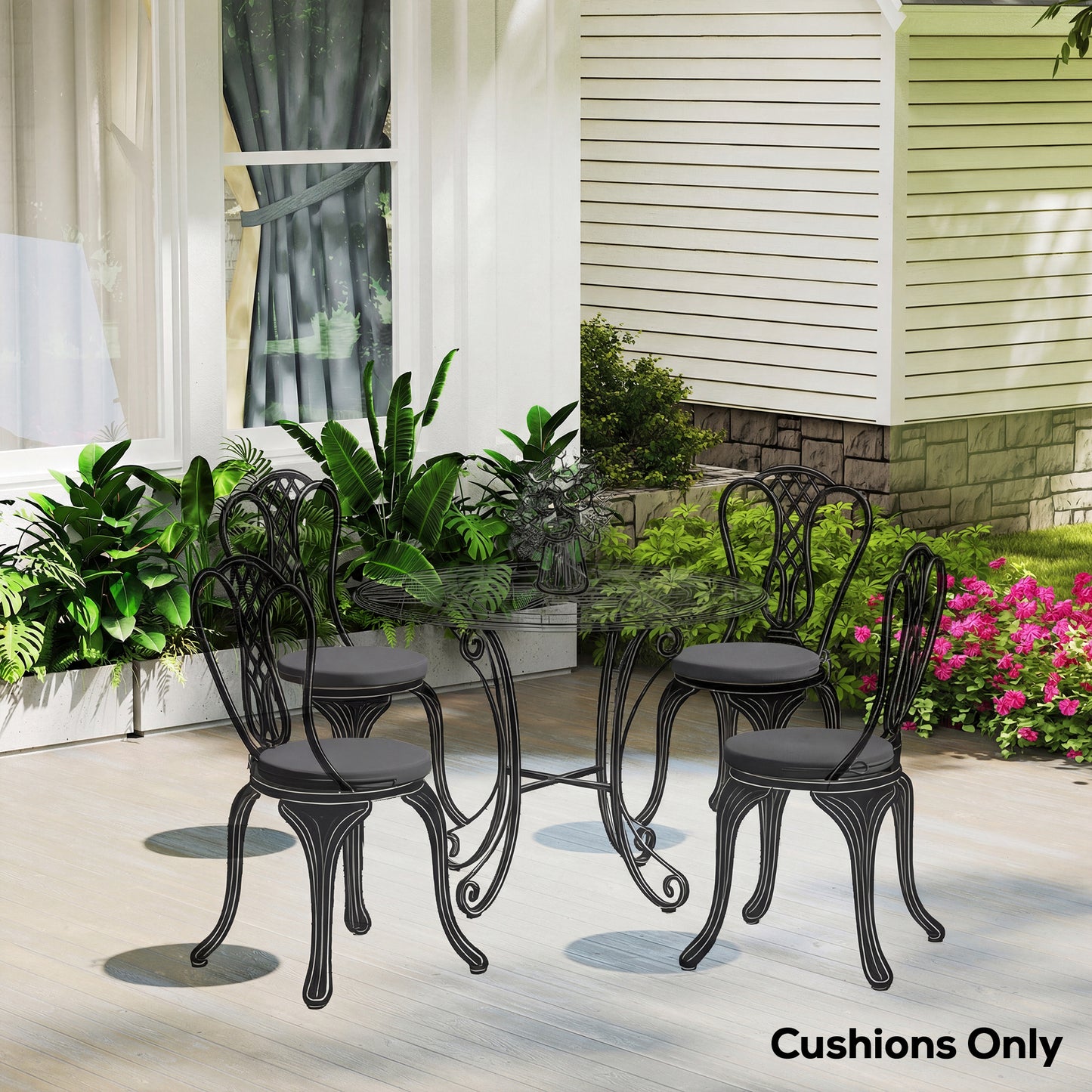 Outdoor Bistro Chair Cushions Set of 4 with Removable Cover