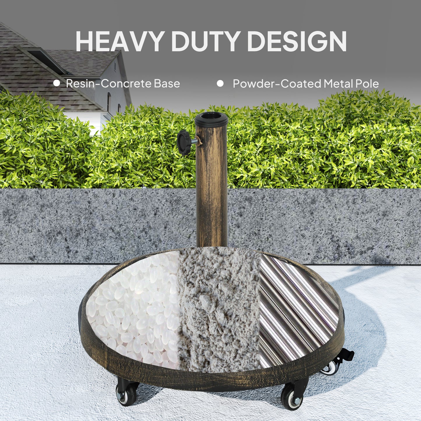 Parasol Base, Umbrella Base with Wheels Cast Iron Effect
