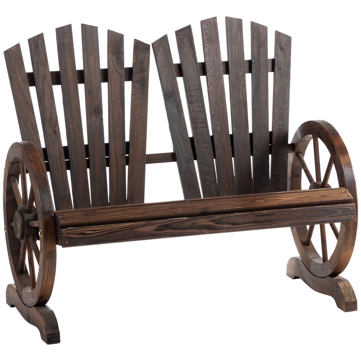 Fir Logs Love Seats with Wheel-Shaped Armrests