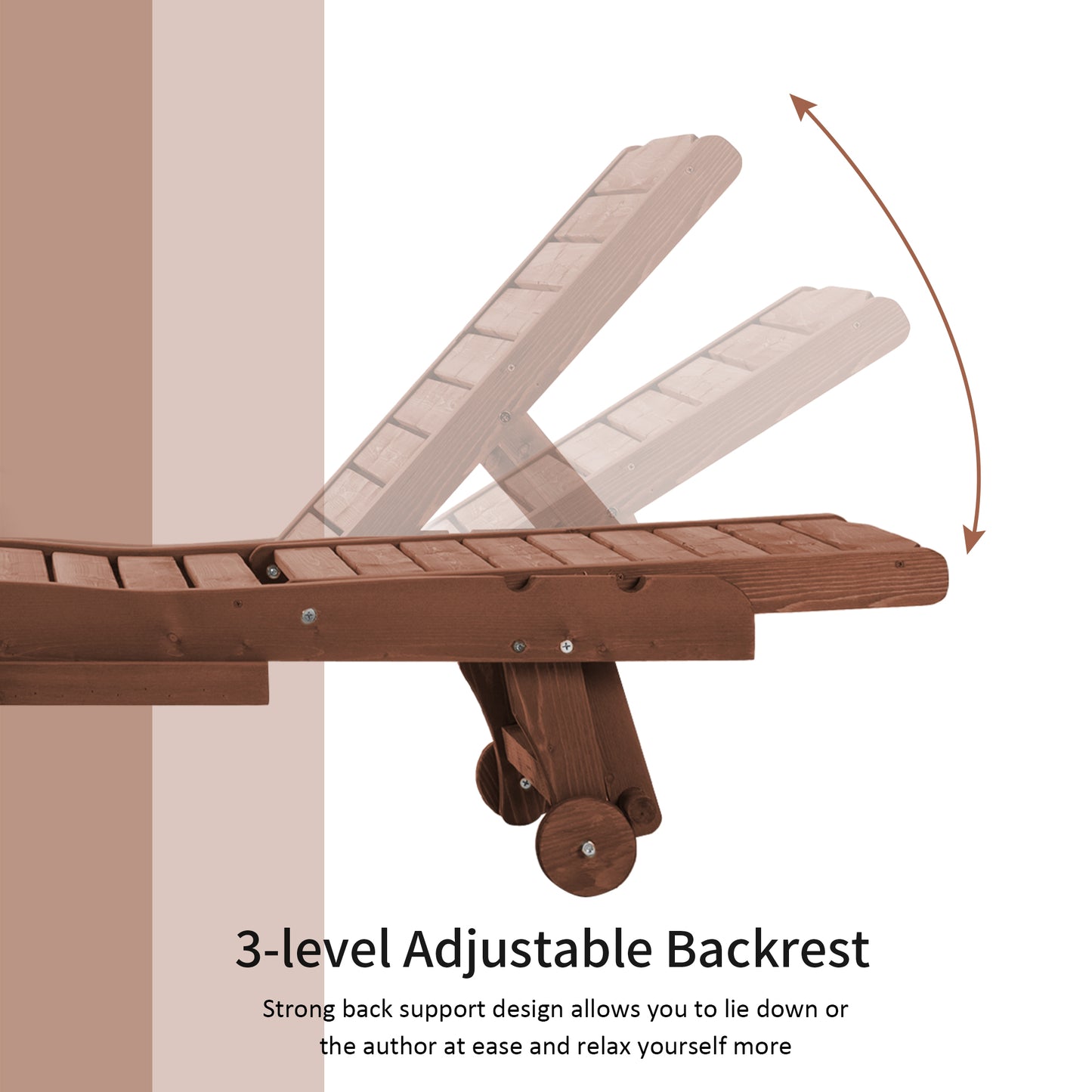 Outdoor Wooden Lounger Chair, Sun Bed with Built-In Table