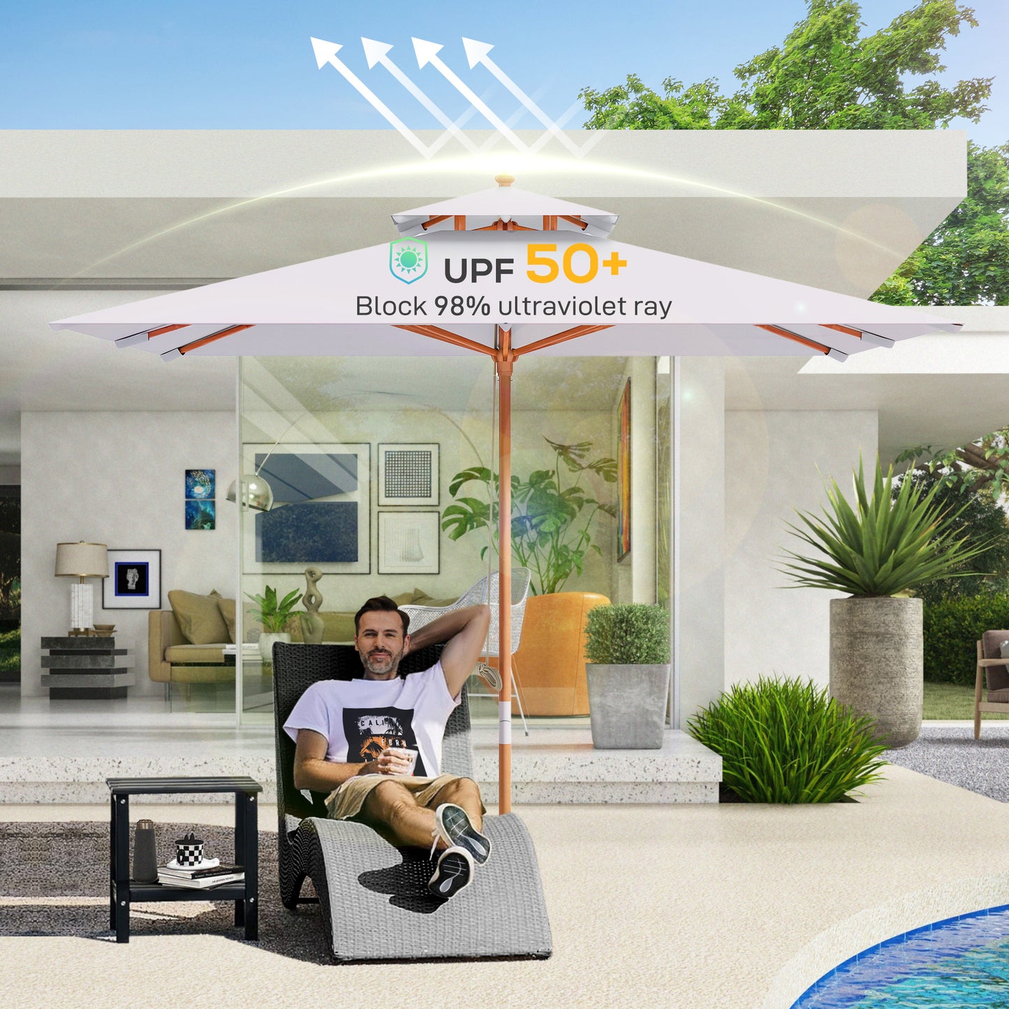 3 m Square Garden Parasol
