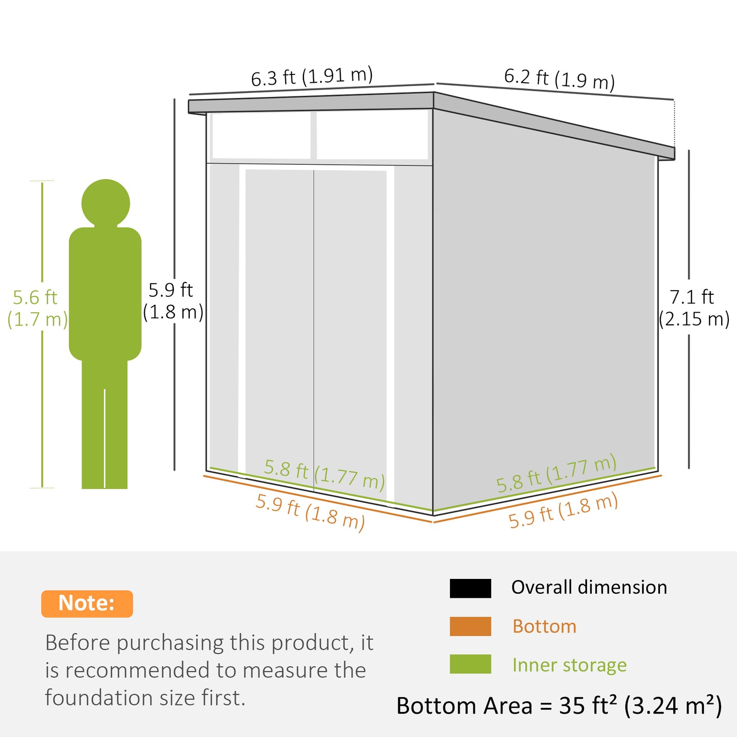 6 x 6ft Outdoor Storage Shed