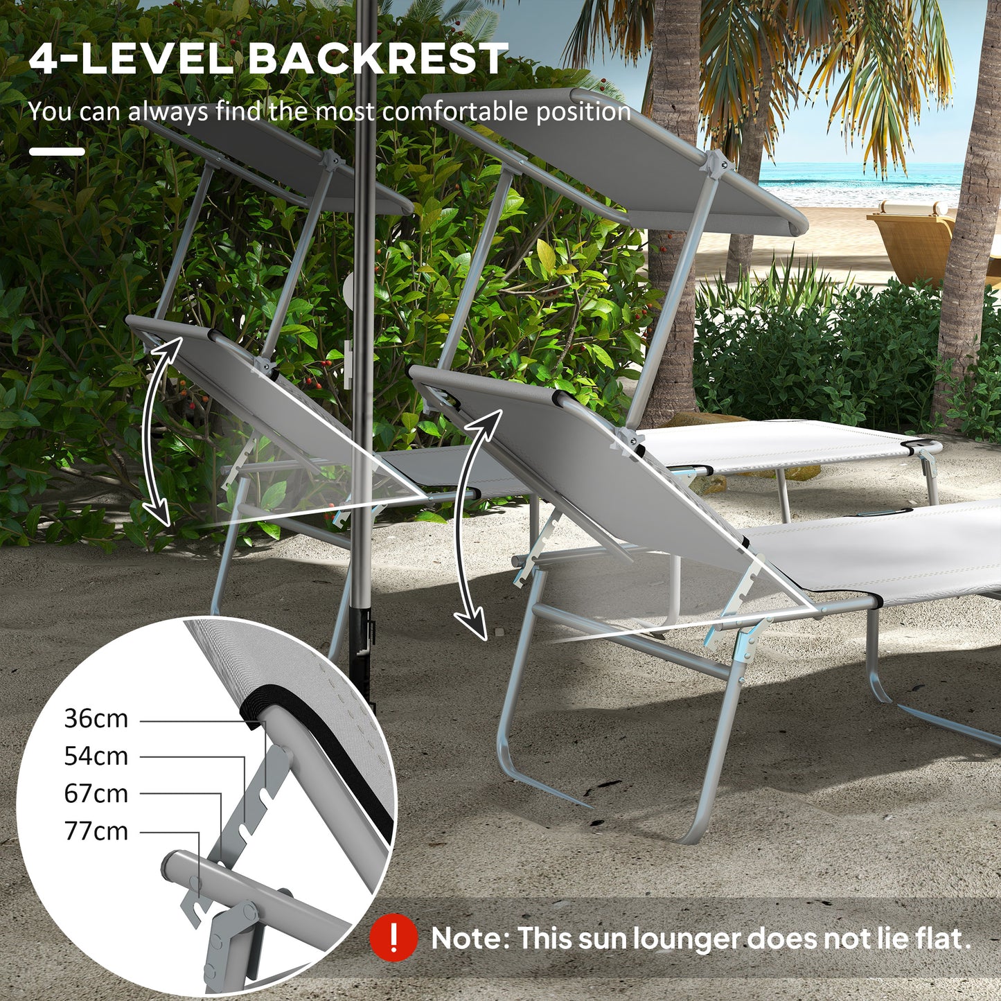 Folding Sun Lounger with Canopy