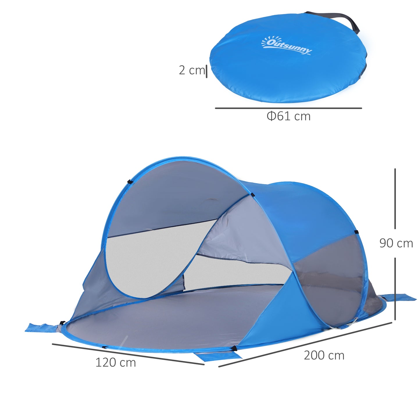 Fibreglass Frame 2 Person Pop-Up Lightweight Camping Tent