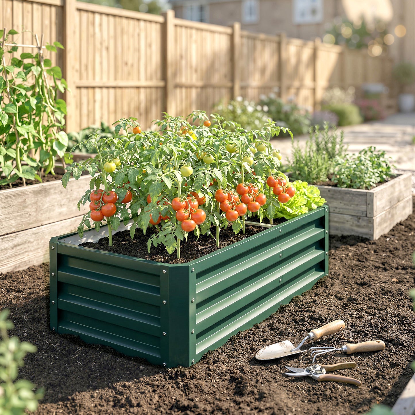 Raised Beds for Garden, Galvanized Outdoor Planters