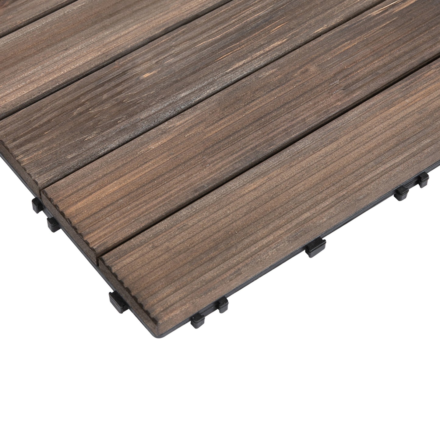 27 Pcs Solid Wood Interlocking Decking Tiles For Patio, Balcony