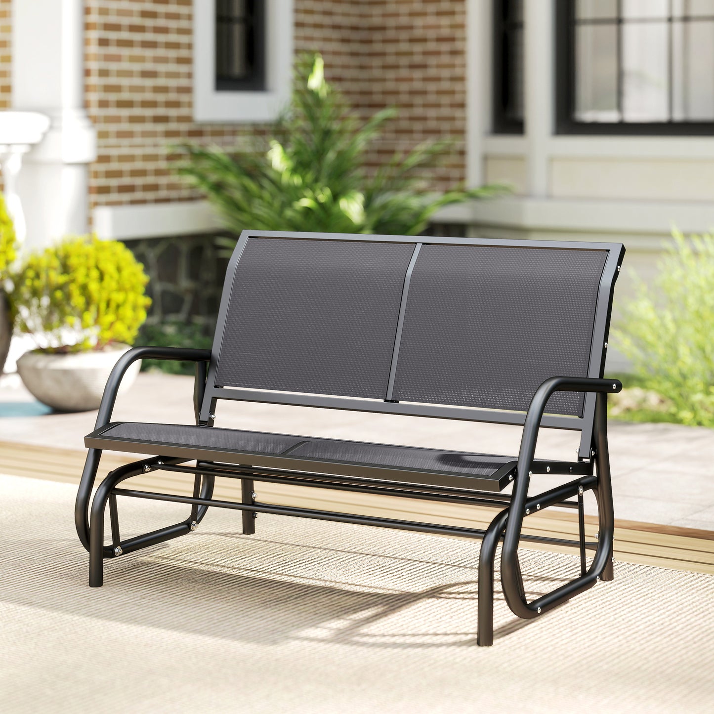 2-Person Outdoor Glider Bench Patio Double Swing Gliding Chair