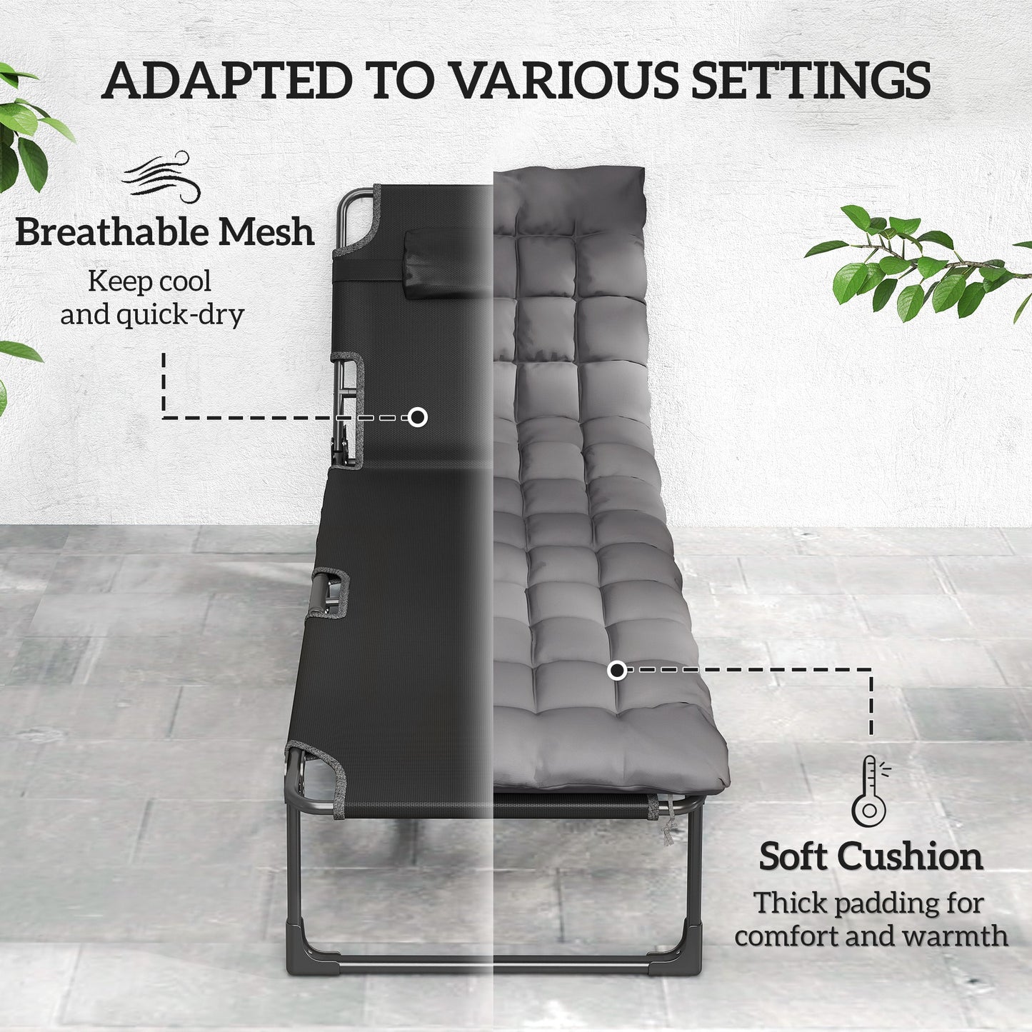 Folding Sun Loungers for Garden Set of 2