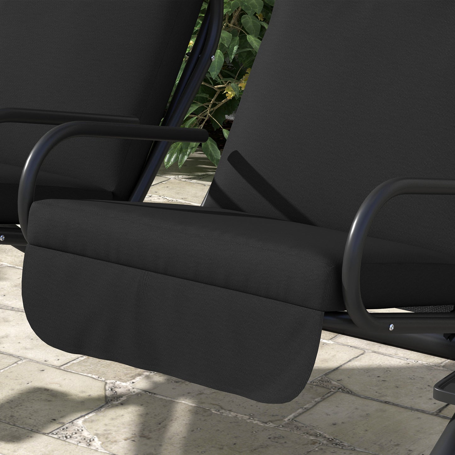 Two-Seat Garden Swing Chair, with Protective Canopy
