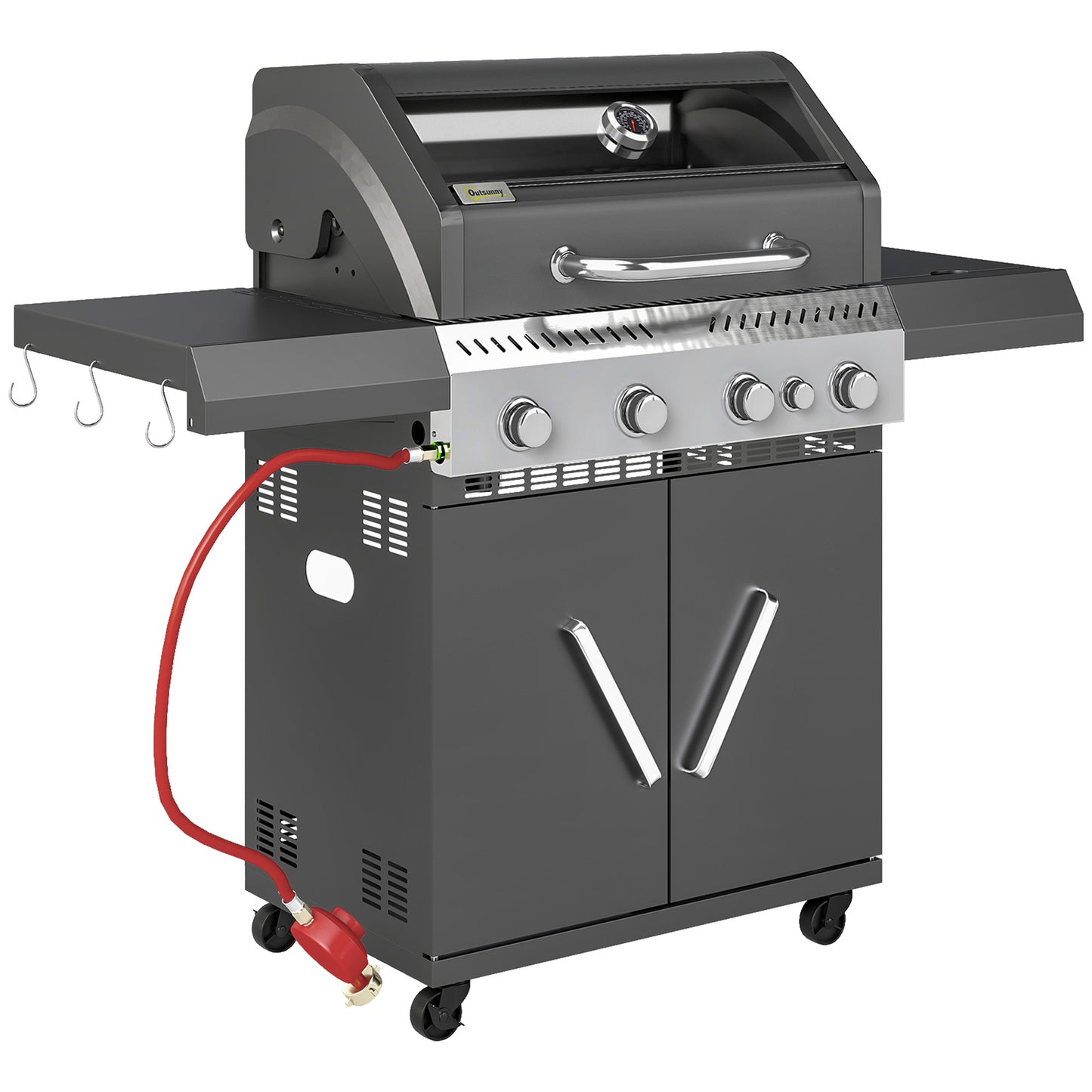 4+1 Burner Gas BBQ Grill with Clear View Lid