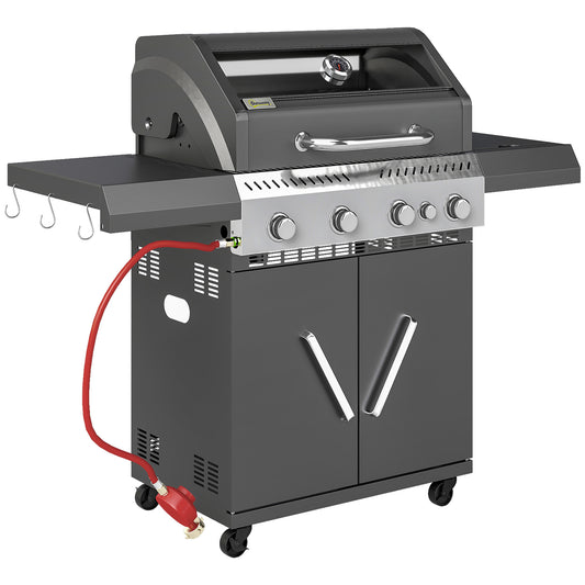 4+1 Burner Gas BBQ Grill with Clear View Lid