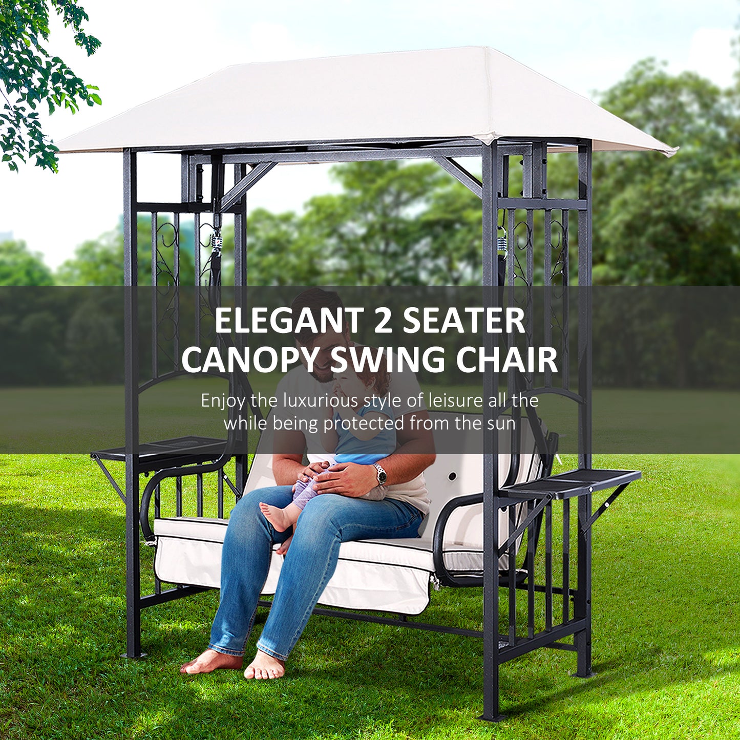 Outdoor Garden 2 Seater Canopy Swing Chair Seat Porch Loveseat