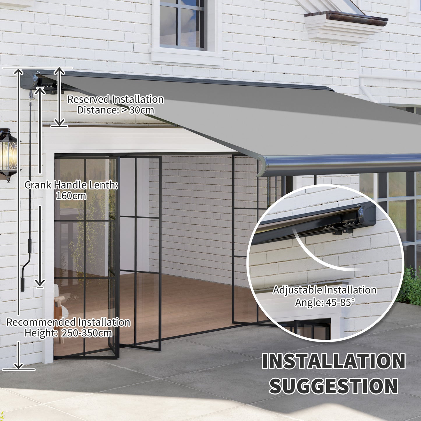 3.5 x 3 m Electric Awning, Aluminium Frame DIY Retractable Awning