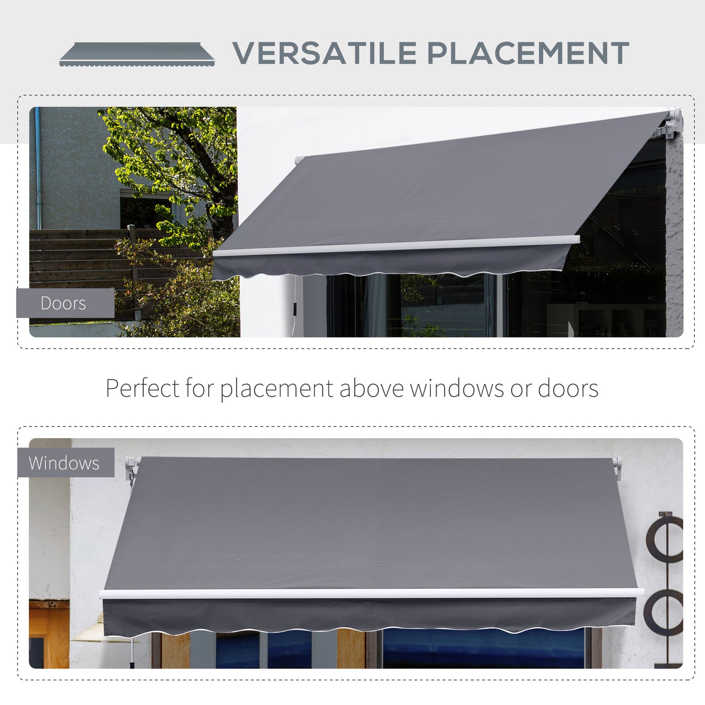 3 x 2.5m Manual Awning Canopy Sun Shade Shelter Retractable for Garden