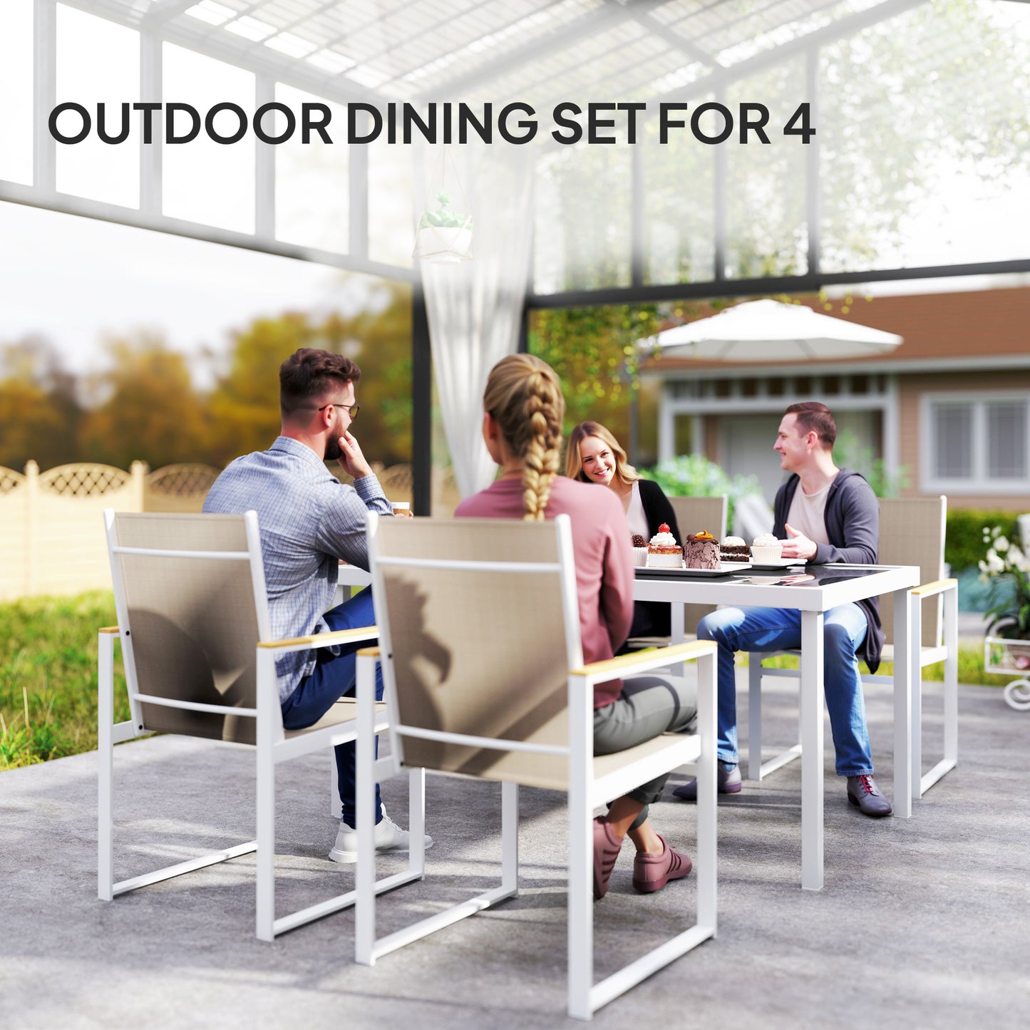 5 Piece Garden Furniture Set with 4 Armchairs