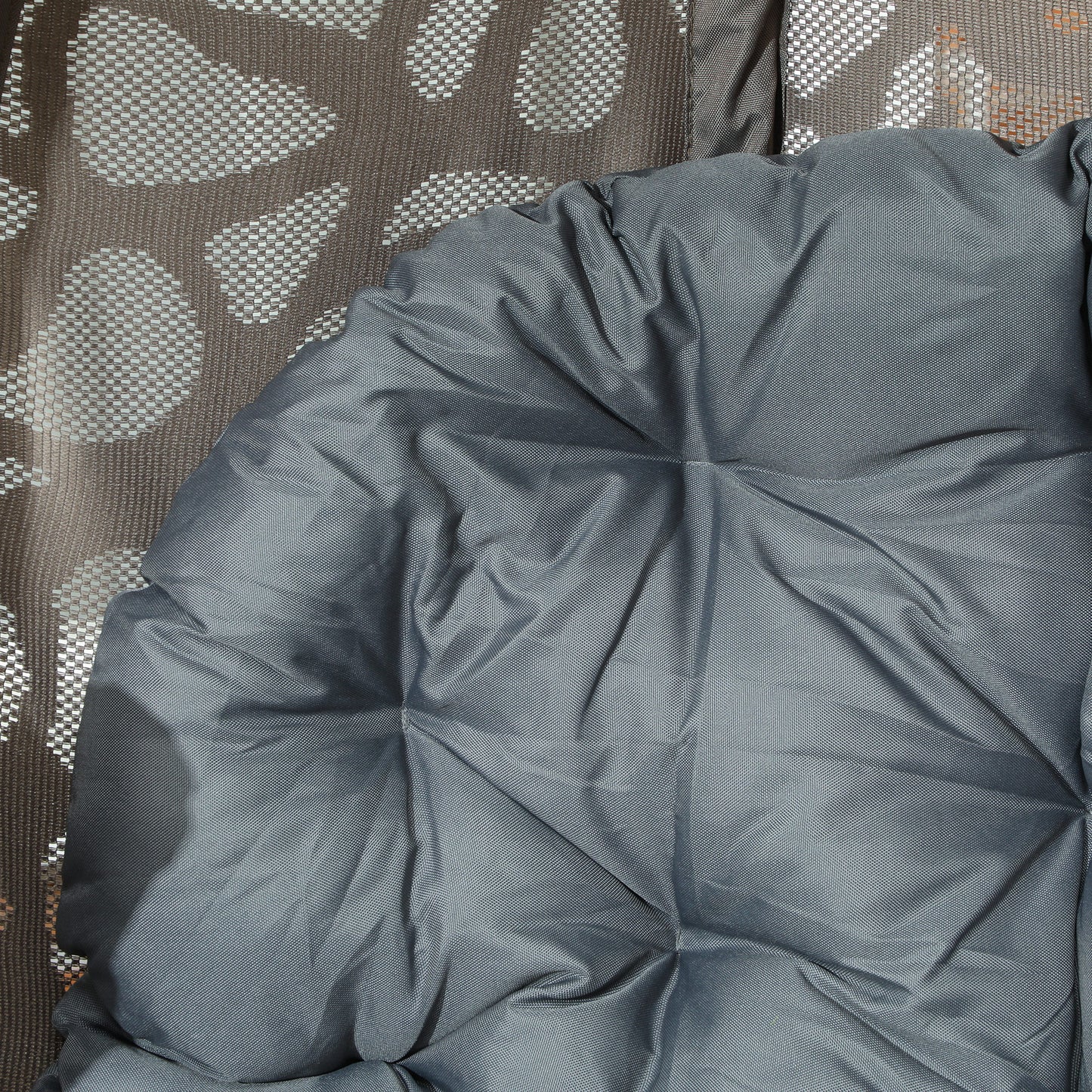 Swivel Egg Chair with Cushions, Foldable Basket Seat and Metal Frame