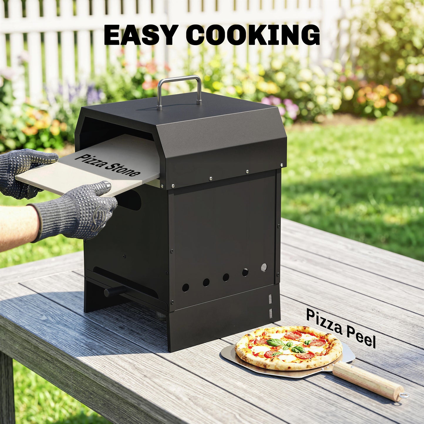 3 in 1 Outdoor Pizza Oven, Portable Wood Fired Pizza Maker