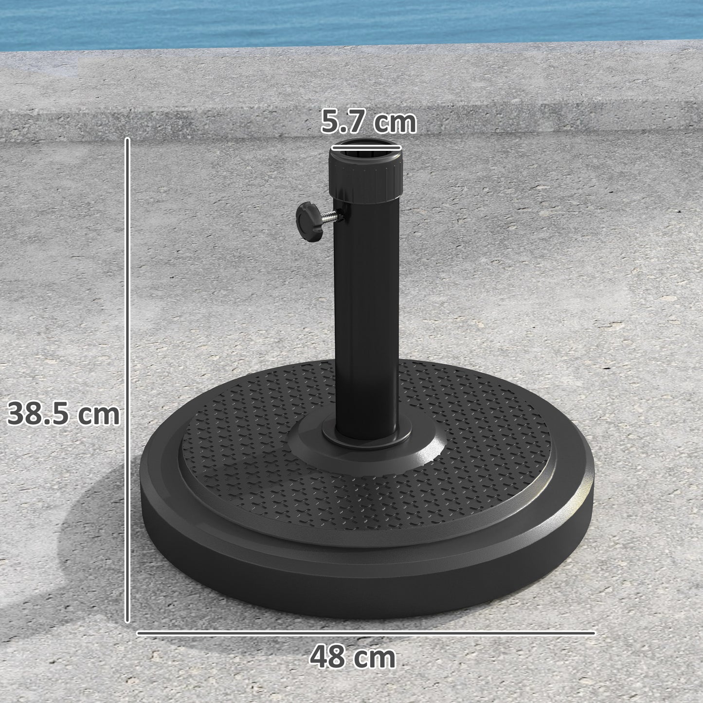 22kg Garden Parasol Base, Round HDPE Sun Umbrella Base
