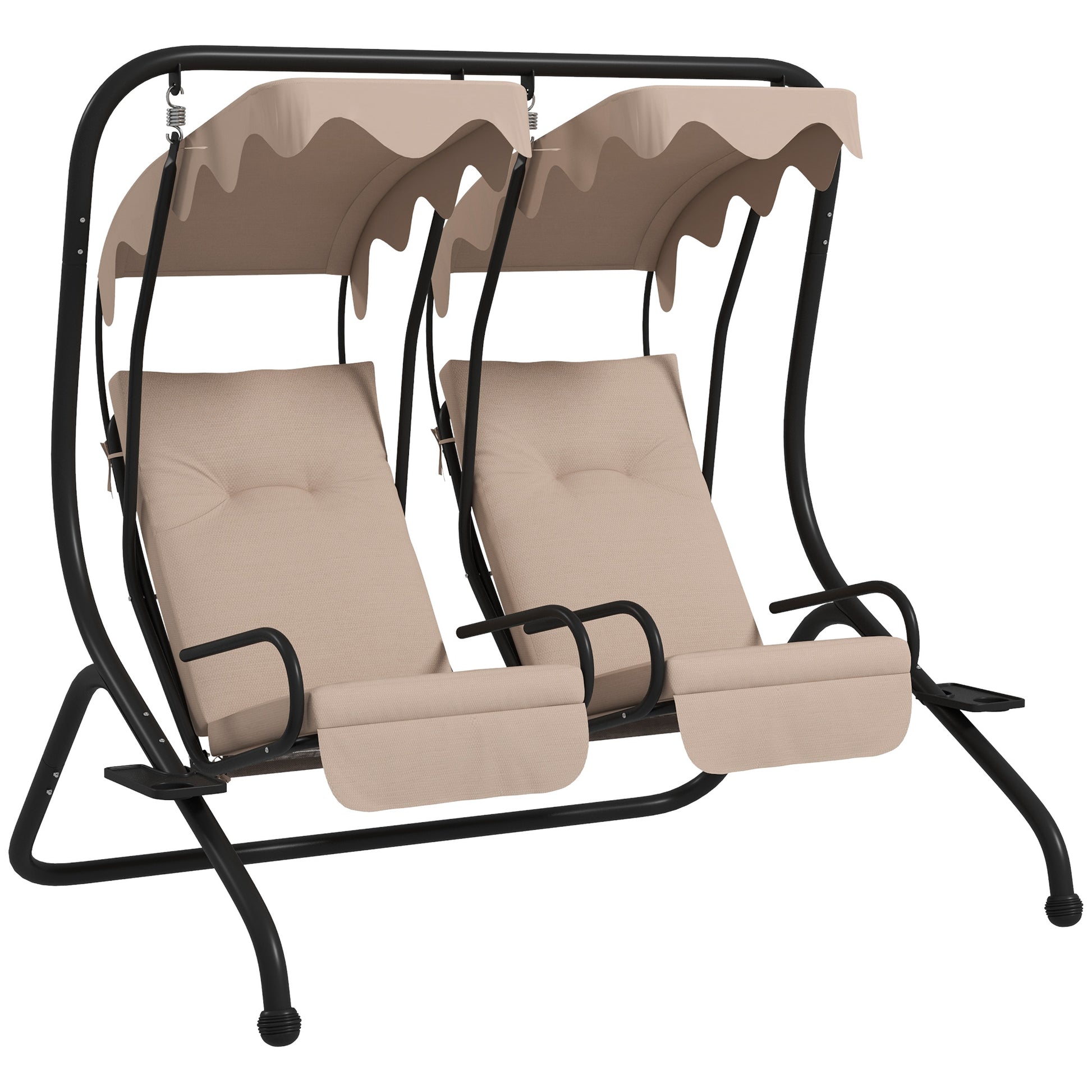 Two-Seat Garden Swing Chair, with Protective Canopy