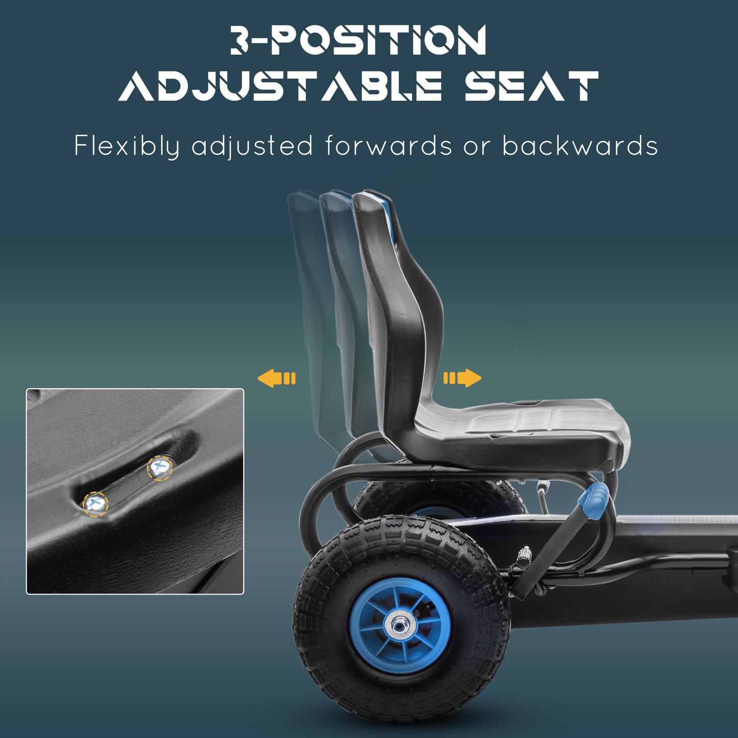 Kids Pedal Go Kart, with Adjustable Seat, Inflatable Tyres