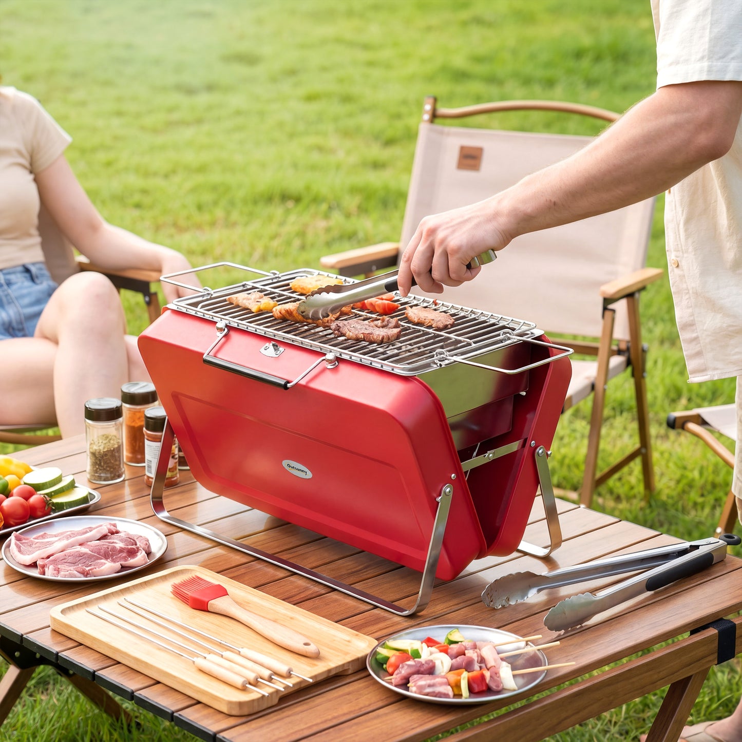 Portable Mini Charcoal Barbecue Grill with Suitcase Shell