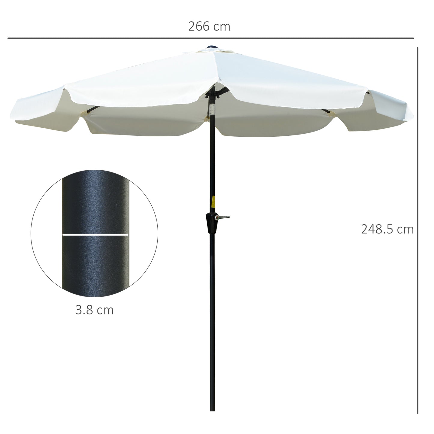 2.7m Patio Parasol Garden Umbrellas with Aluminium Pole
