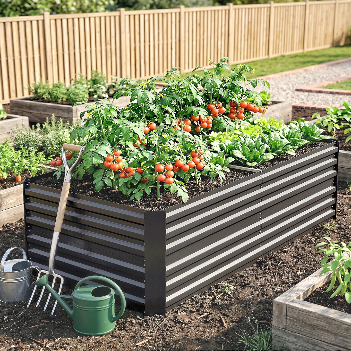 Raised Beds for Garden, Galvanised Steel Outdoor Planters (4)