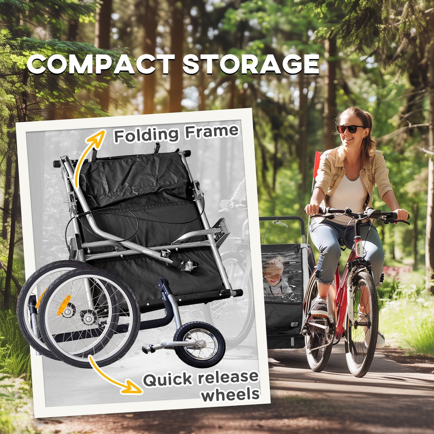 2 Seat Bike Trailer with 5 Point Harness