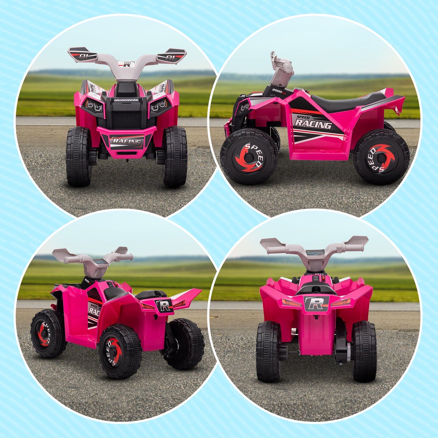 6V Quad Bike with Wear-Resistant Wheels, Forward Backward Function
