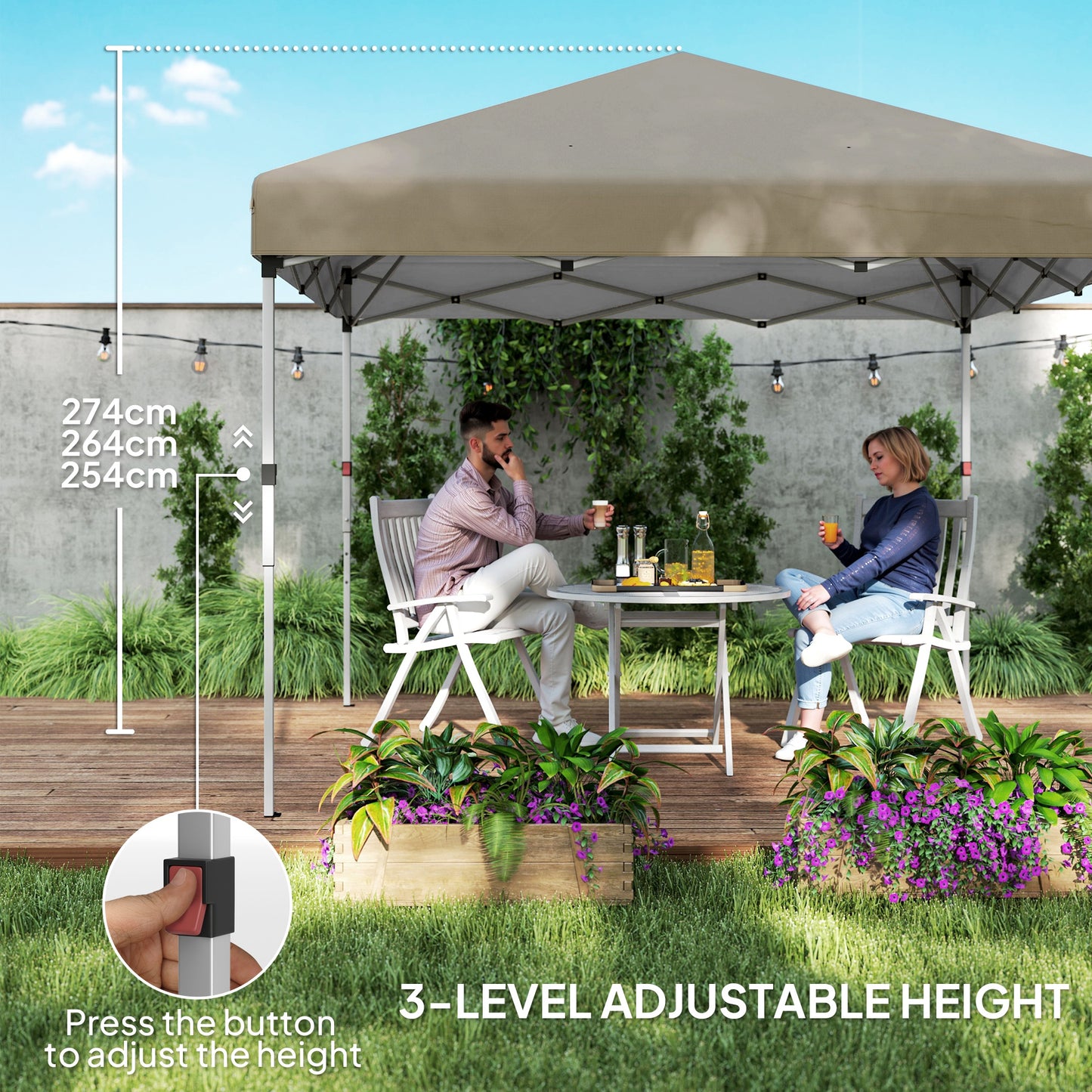 3 x 3 (M) Pop Up Gazebo, UPF 30+ with 2 Sidewalls