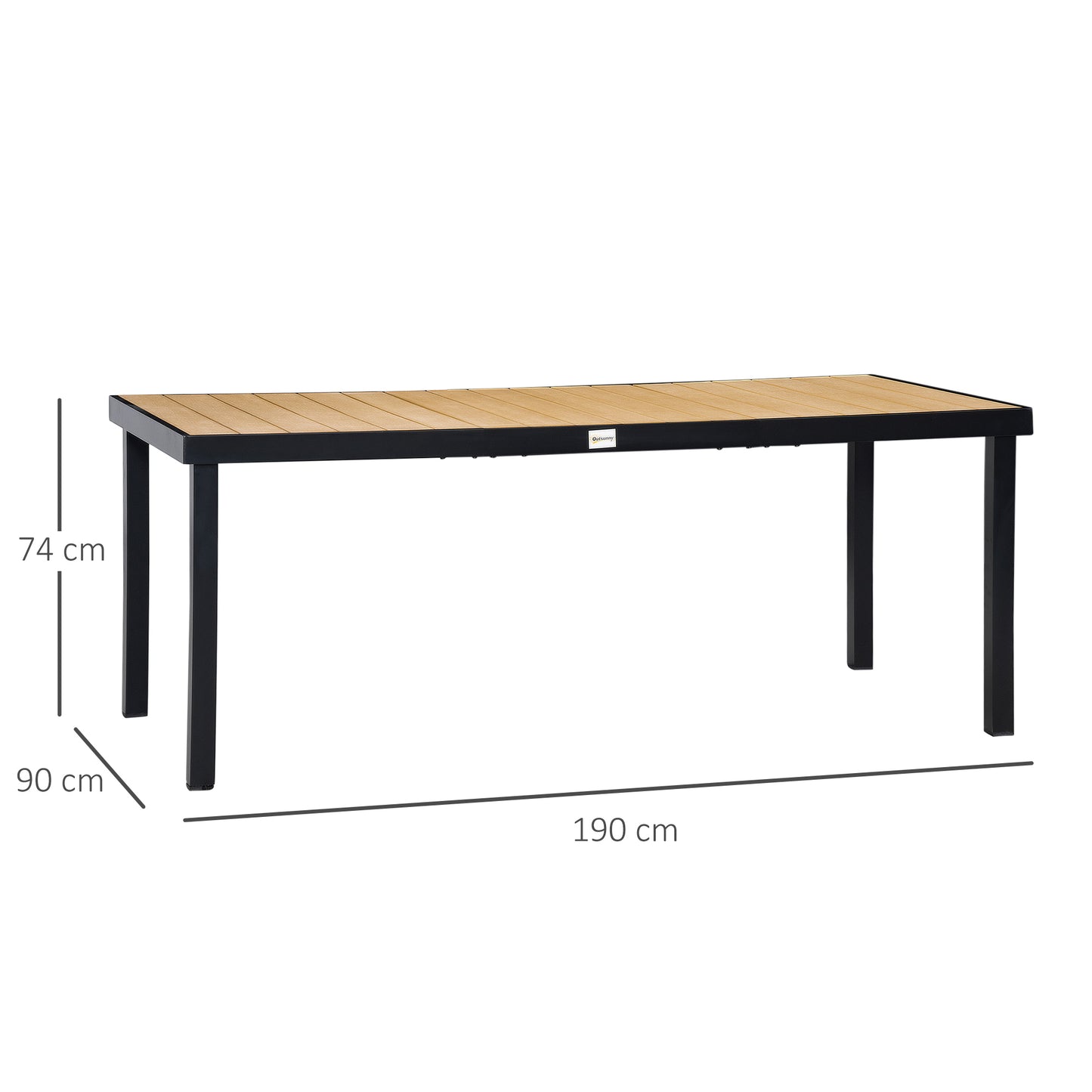 Aluminium Outdoor Garden Dining Table for 8 People, Faux Wood Top