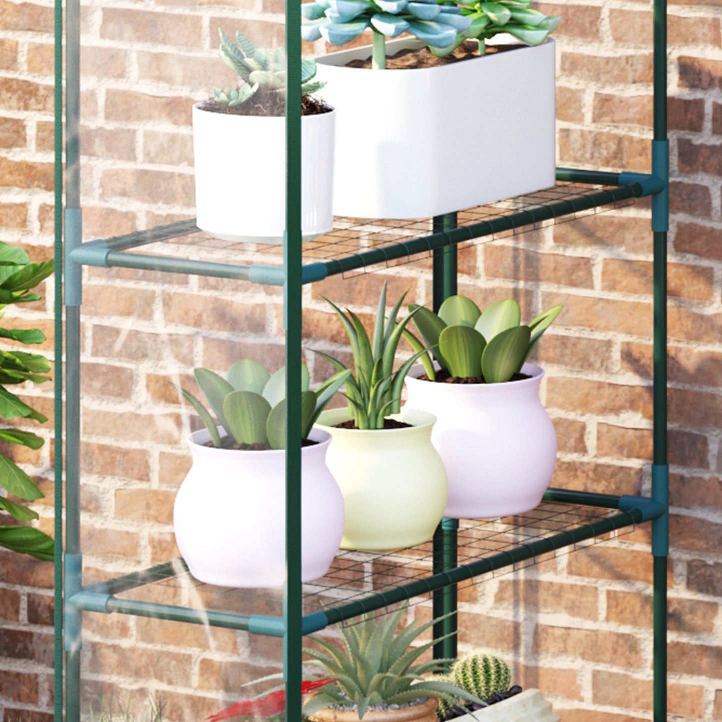 Walk in Greenhouse with 4-Tier 8 Shelves