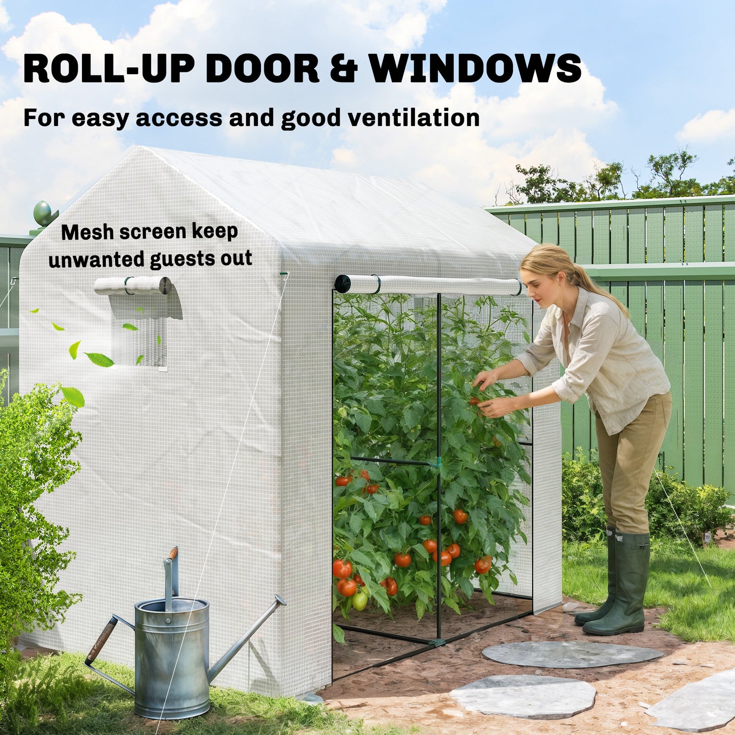 Walk-in Greenhouse, Outdoor Tomato Greenhouse with Roll-up Door