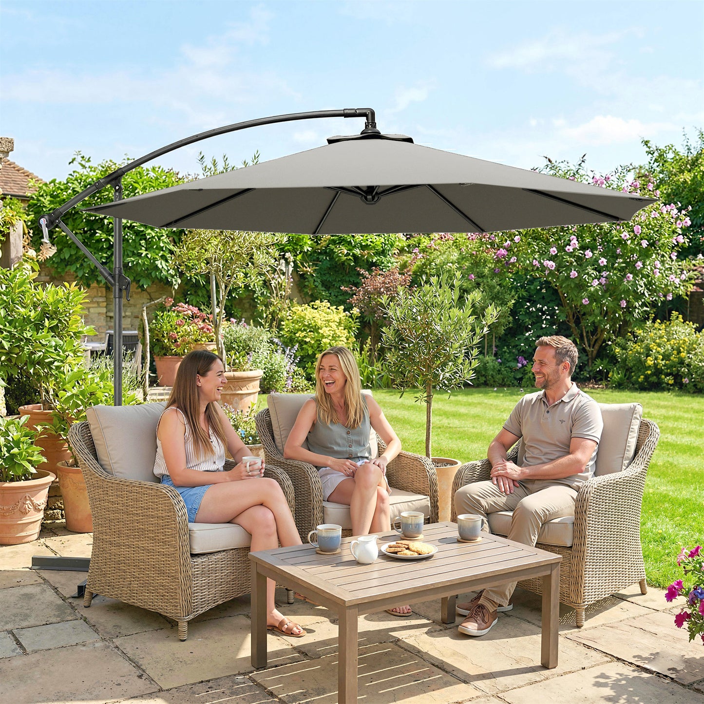 3m Overhanging Cantilever Parasol, with Cross Base (2)