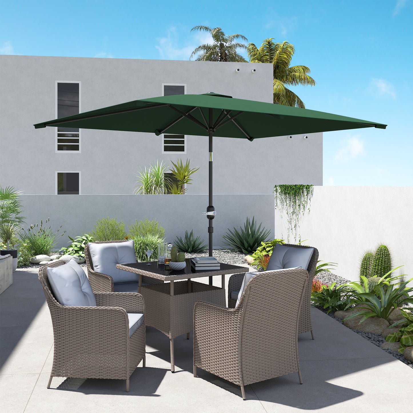 3x2m Garden Parasol Umbrella with Aluminium Pole, Tilt and Crank