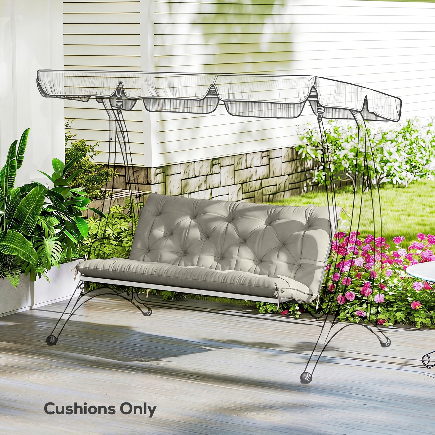 Garden Bench Cushion, 2 Seater Swing Chair Cushion