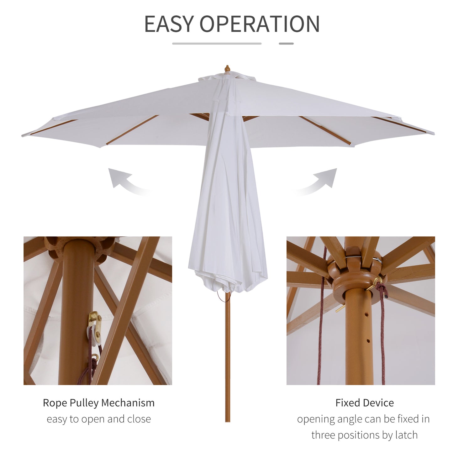 3(m) Garden Parasol, Pulley Operated Patio Umbrella