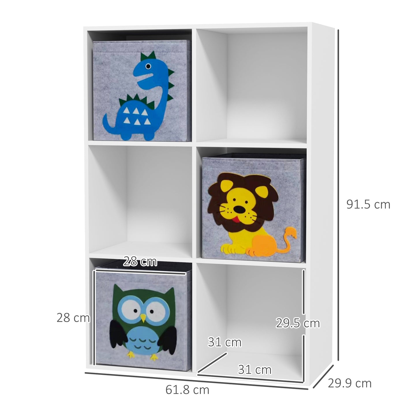 Kids Toy Box with Three Non-Woven Fabric Drawers, 61.8 x 29.9 x 91.5cm
