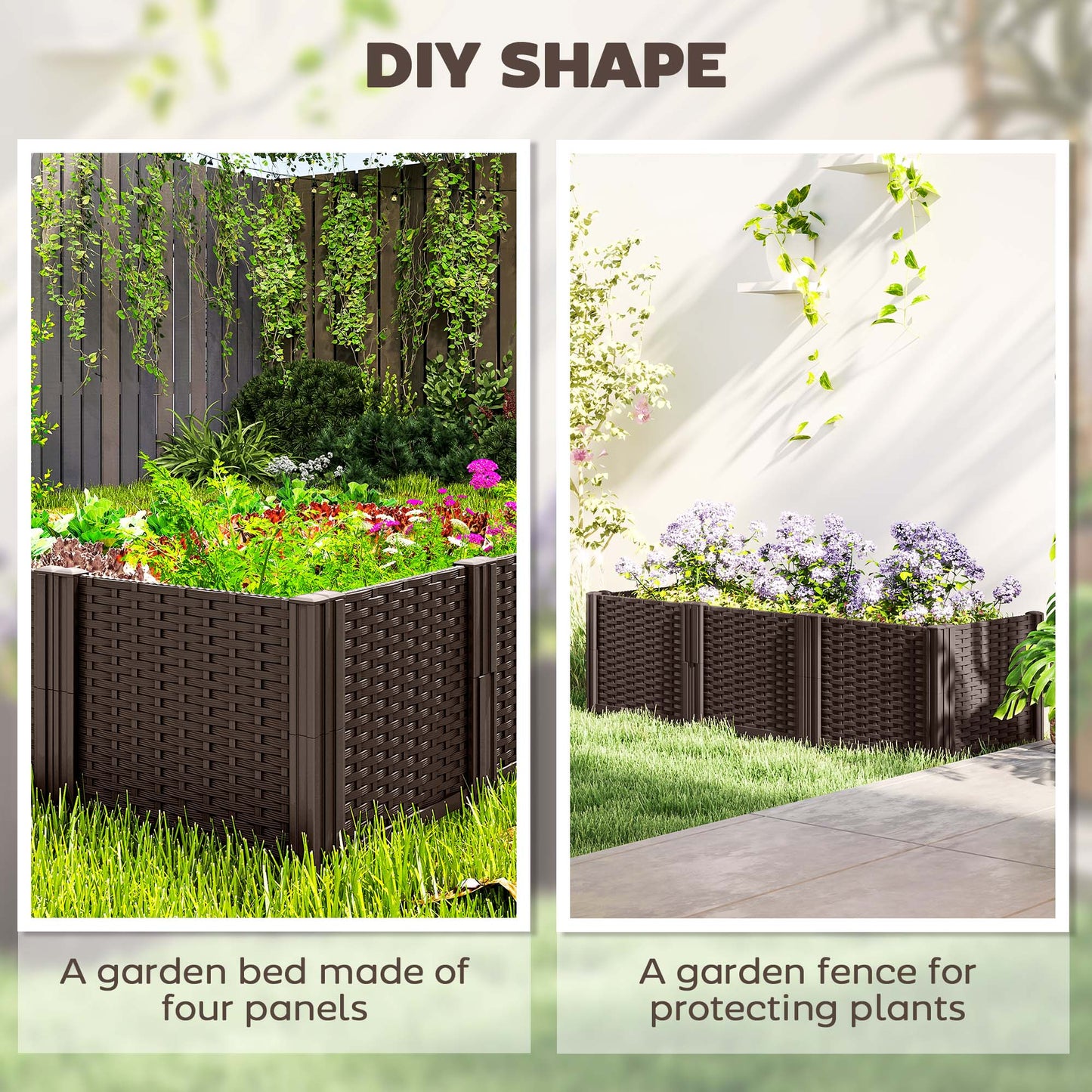 Plastic Raised Garden Bed, Modular Planter Box Kit