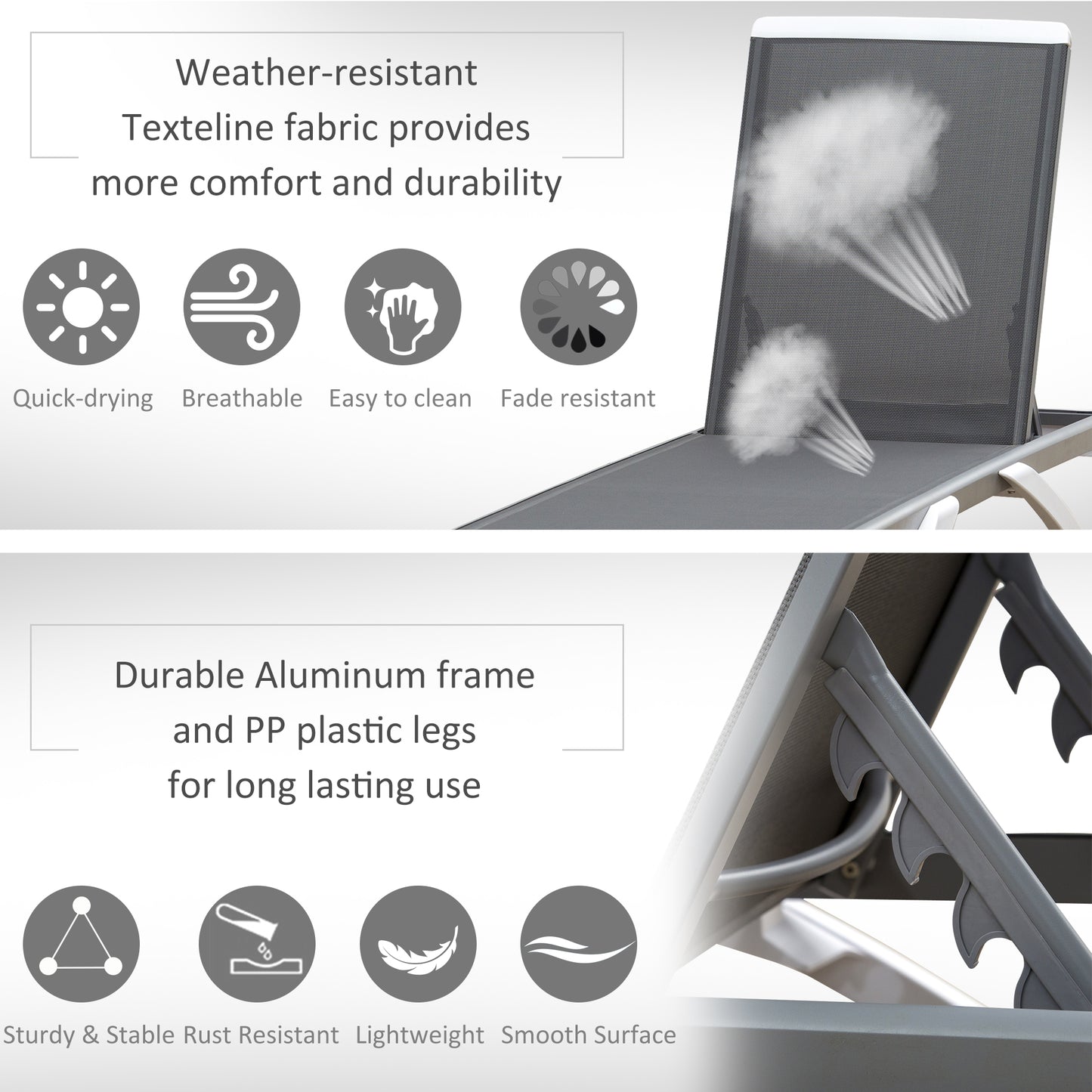 Aluminium Frame Sun Lounger, with Adjustable Back